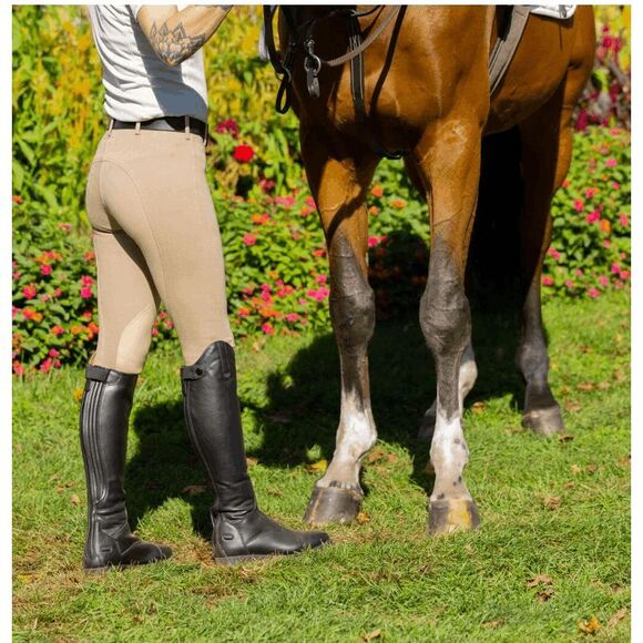 Horze Equinavia Ella Breeches Riding Pants Tan Pull-On Knee Patch Comfortable Wa - Picture 5 of 10
